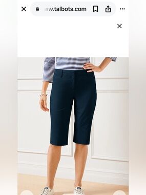 Talbots Navy Perfect Bermuda Shorts Classic Tailored Fit